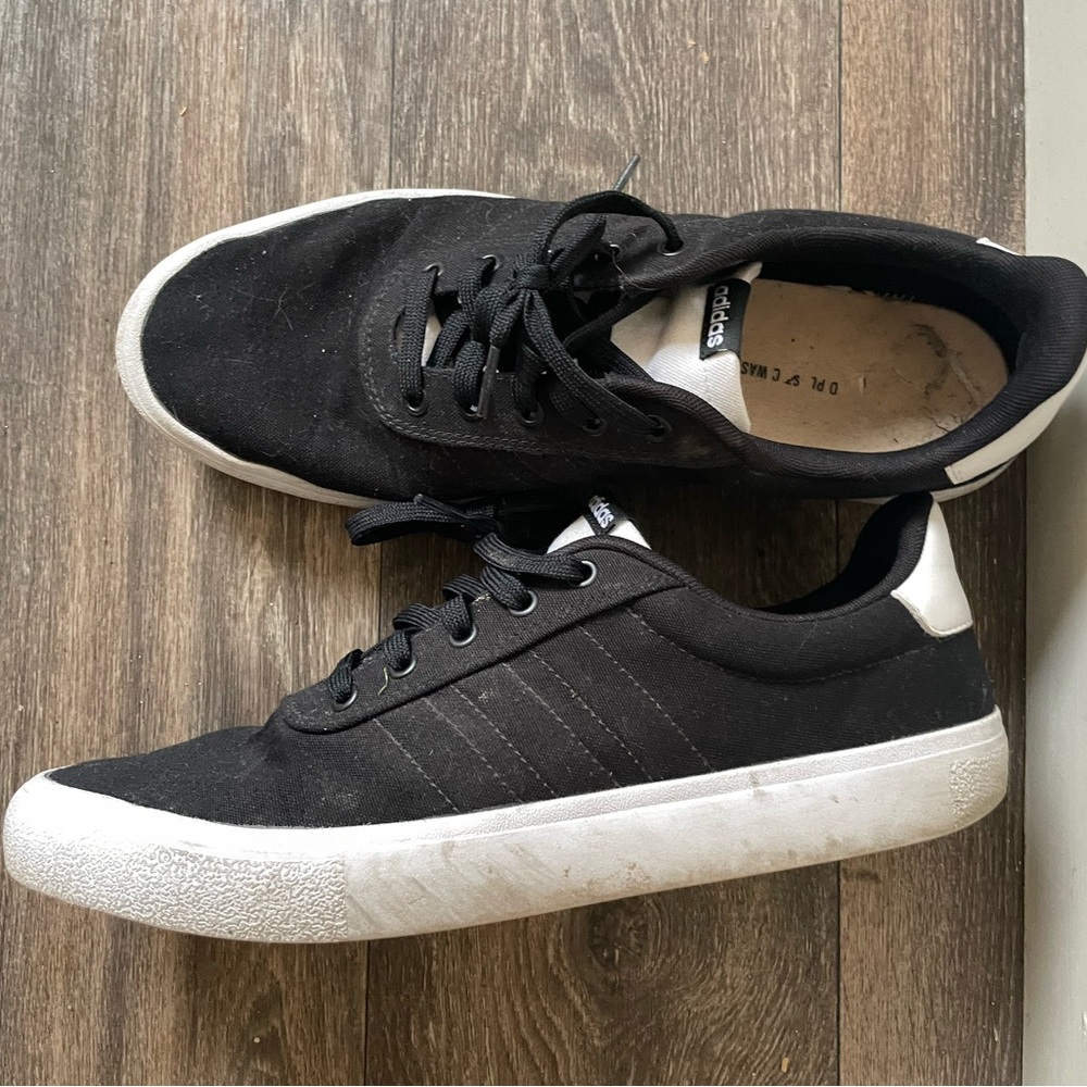 Adidas Men's 3m Vulc Black Canvas Sneakers with White Soles
